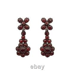 Flowery Vintage garnet earrings/studs rosegoldplated F231105n