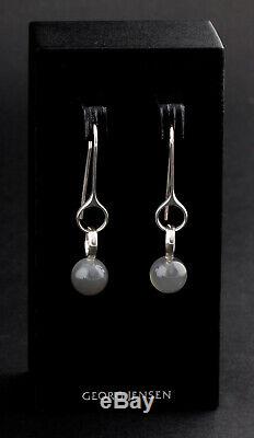 GEORG JENSEN Sterling Earrings / Ear Hooks # 473A w. Moonstone. R. Overgaard