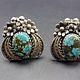 Gorgeous Vintage Navajo Sterling Silver And #8 Turquoise Clip-on Earrings