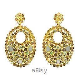 Gemstone 14K Gold Diamond Sterling Silver Dangle Earrings Vintage Style Jewelry