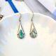 Gorgeous Vintage 925 Sterling Silver Abalone Tear Drop Dangle Earrings