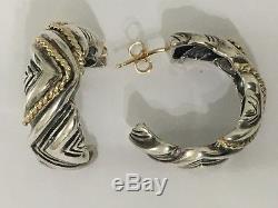 Gorgeous Vintage ALS Italy 18K Yellow Gold Sterling Silver pierced Earrings