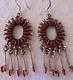 Gorgeous Vintage Zuni Sterling Silver & Red Coral Needlepoint Dangle Earrings