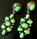 Green Turquoise Earrings Native American Jewelry Vintage Sterling Silver Navajo
