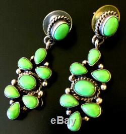 Green TURQUOISE EARRINGS Native American Jewelry Vintage STERLING SILVER Navajo