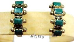 Green Tribal Turquoise Vintage Sterling Silver 925 Screw Back Earrings Patina