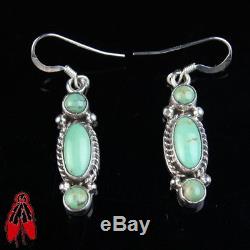 Green Turquoise Sterling silver vintage Navajo earrings dead pawn