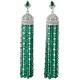 Green Beads Dangle Earring Solid 925 Sterling Silver Cz Vintage High End Jewelry