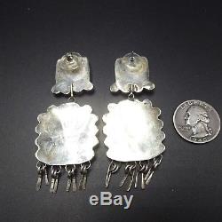 HUGE Vintage NAVAJO Sterling Silver & PURPLE Spiny Oyster Shell Cluster EARRINGS
