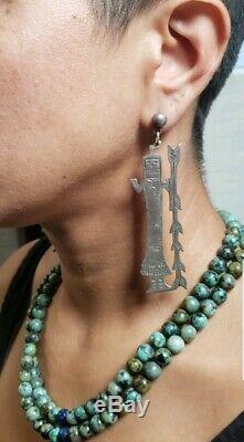 Hopi Earrings Sterling Silver Vintage Hopi God 3 1/2 Long
