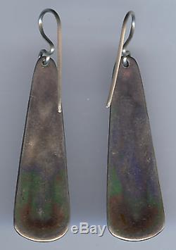 Hopi Indian Vintage Sterling Silver Thunderbird Dangle Pierced Earrings