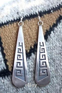 Hopi Vintage Sterling Overlay Dangle Earrings, Hallmarked