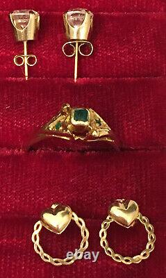 Huge Lot 14k Gold Sterling Silver Vintage Pandora Trifari Jewelry Earrings Amber