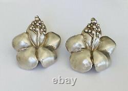 Huge Vintage Electroform Sterling Silver Frederic Jean Duclos Clip On Earrings