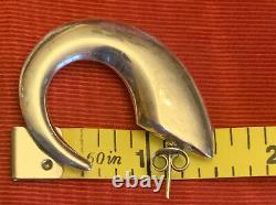 Huge Vintage Estate Sterling Silver 3d Puffy Hoop Modernist Earrings 1.5