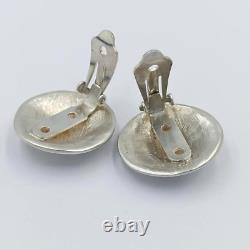 Huge Vintage Sterling Silver 925 Women's Jewelry Clip-on Earrings Marked 17 gr