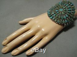 Incredible Vintage Navajo Royston Turquoise Sterling Silver Cluster Earrings