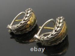 JOHN HARDY 925 Silver & 22K GOLD Vintage 2 Tone Hammered Drop Earrings- EG7354