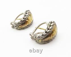 JOHN HARDY 925 Silver & 22K GOLD Vintage 2 Tone Hammered Drop Earrings- EG7354