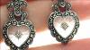 Judith Jack Sterling Silver Diamond Camphor Glass Marcasite Post Earrings