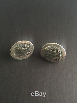 Jade Clip On Sterling Silver Earrings Vintage