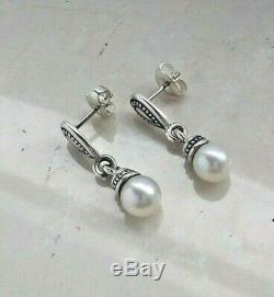 James Avery Sterling Silver 925 Vintage Cultured Pearl Ear Posts, Drop Earrings