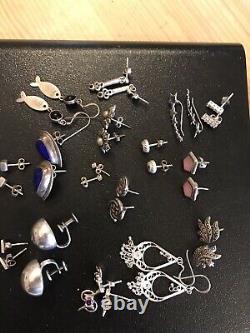 Job Lot Vintage Jewellery 925 Sterling Silver Earrings x16 Pairs Nice Lot, Lot26