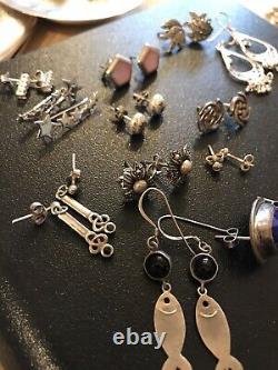 Job Lot Vintage Jewellery 925 Sterling Silver Earrings x16 Pairs Nice Lot, Lot26