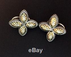 John Hardy Vintage Estate Floral Earrings 925 Sterling Silver 18k