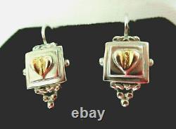 Judith Ripka Vintage Sterling Silver Gold-clad Accent Heart Pierced Earrings Box