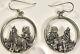 Kabana Vintage Sterling 925 Howling Wolf Dangle Earrings (c663a)