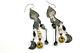 Long 4 Vtg Modernist Sterling Silver & Brass Gemstone Fish Earrings Tabra Style
