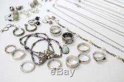 LOT Sterling Silver 925 ring necklace bracelet earrings 197.9 grams some vintage