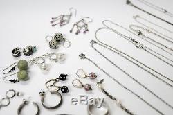 LOT Sterling Silver 925 ring necklace bracelet earrings 197.9 grams some vintage
