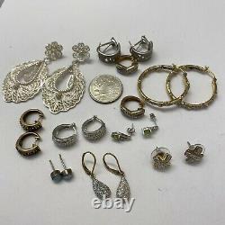 LOT of 10 Southwest Vintage Sterling Silver Dangle Stud Gemstone Earrings