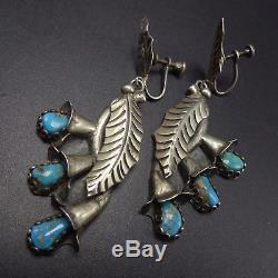 LOUISE PLATERO Vintage NAVAJO Sterling Silver & TURQUOISE EARRINGS