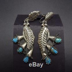 LOUISE PLATERO Vintage NAVAJO Sterling Silver & TURQUOISE EARRINGS