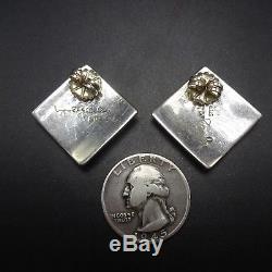 LYNOL YELLOWHORSE Vintage NAVAJO Sterling Silver & Multi Stone INLAY EARRINGS