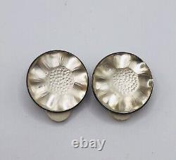 Lalique Vintage Frosted Crystal Sterling Silver Clip On Earrings