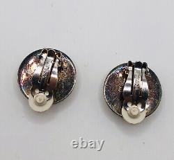 Lalique Vintage Frosted Crystal Sterling Silver Clip On Earrings