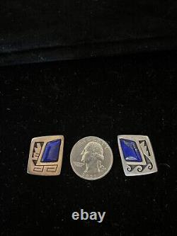 Lapis Lazuli Sterling vintage clip on earrings by Hopi artist Milson Taylor