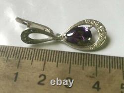 Large Big Vintage Russian Earrings Sterling Silver 925 Zircon Women's Jewelry