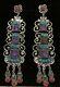 Large Mexican Sterling Silver Turquoise Amethyst Vintage Matl Style Earrings