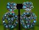 Large Navajo Vintage Spirit Winds Lvw Sterling Silver Turquoise Clip Earrings