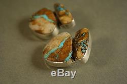 Large Vintage Native American Turquoise Earrings Sterling Silver signed RD