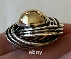 Large Vintage PBD Peter Brams Designs 14K Gold Dome Sterling Love Knot Earrings