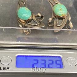 Large Vintage Turquoise Sterling Silver Earrings