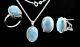 Larimar 30ct Oval Vintage Ring Earrings Necklace Set 925 Sterling Silver