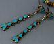 Long Old Pawn Vintage Zuni Navajo Petit Point Turquoise Dangle Sterling Earrings
