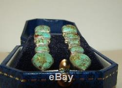 Long, Substantial, Vintage, Sterling Silver Natural Turquoise Earrings